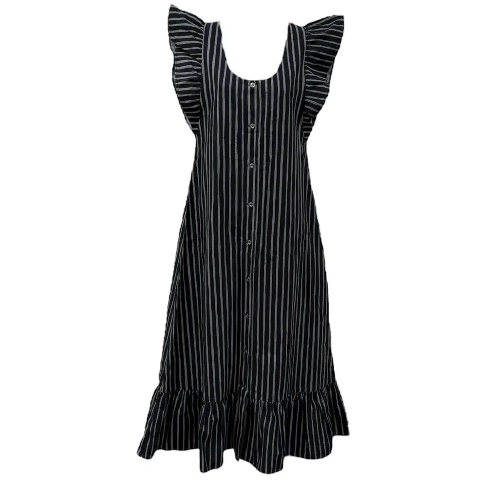 Vintage Marimekko Striped Pinafore Apron Reversible Maxi Dress - Picture 7 of 9